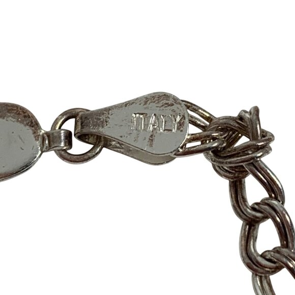 925 S/S Italy Double Chain Link Bracelet Masonic Charm Order of Eastern Star VTG - Picture 6 of 8